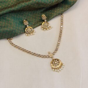 elegant ad stone padakam necklace set