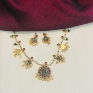 arya green and multi necklace set