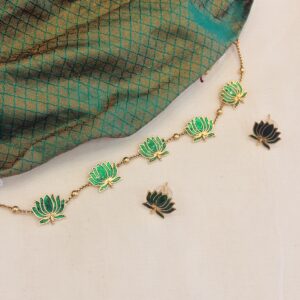 lotus green necklace set