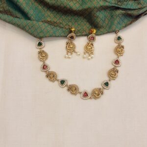 peacock motif necklace set