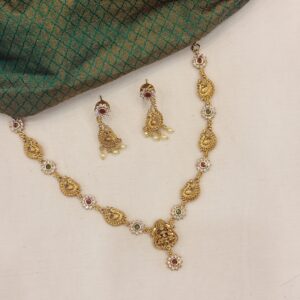peacock devi ad stone necklace set