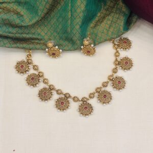 poov kalam red necklace set